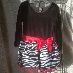 Little Girls zebra print long sleeve Dress by Pink